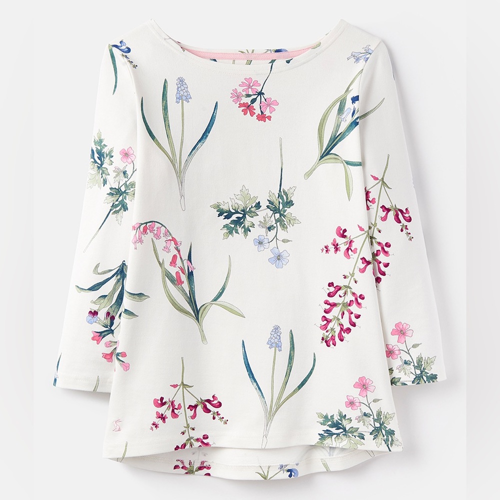 Joules Cream Botanical Harbor Top, Size 8